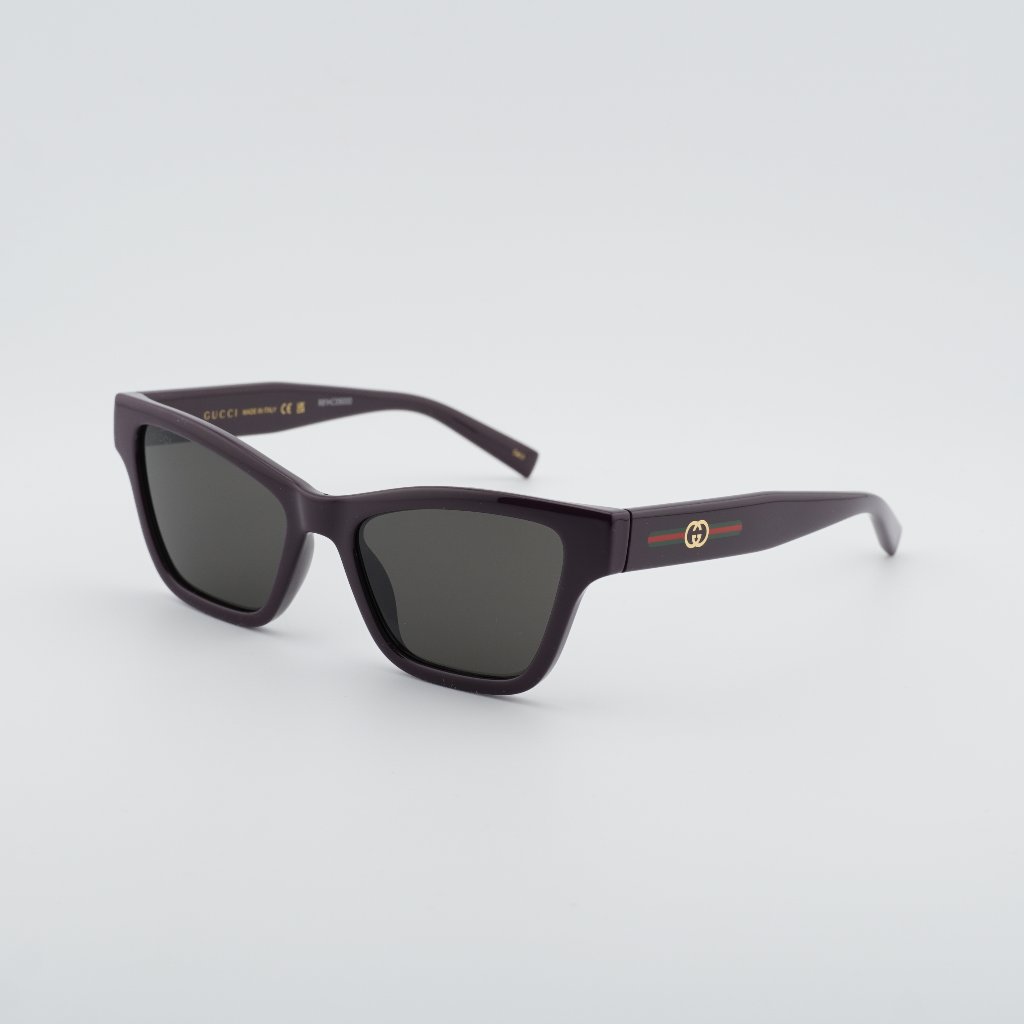 Gucci Gg1982s 003 Sunglasses Shiny Dark Purple Cat Eye Frame, Solid Smoke Lenses